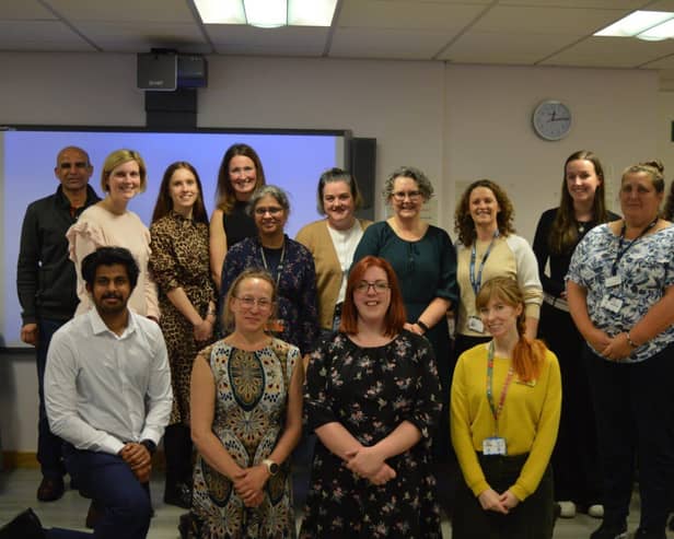 Image shows DBTH chief nurse interns alongside DBTH colleagues who work in Education and Research