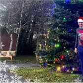 Ed Miliband poses in front of the tree in Scawsby.