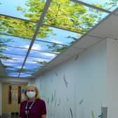 A sunny outdoor scene, has been added to a corridor linking adjoining areas of the hospice