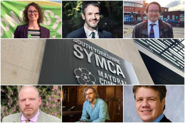 The six candidates who want to become the next mayor of South Yorkshire. (From top left) Bex Whyman, Green Party - Oliver Coppard, Labour - Joe Otten, Liberal Democrats - David Bettney, Social Democratic Party - Simon Biltcliffe, Yorkshire Party and Clive Watkinson, Conservative.