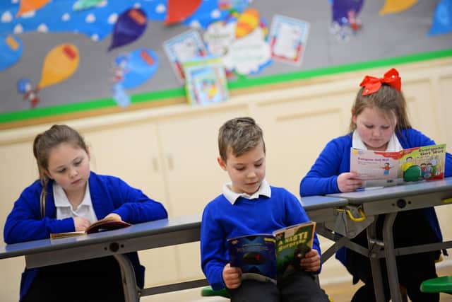 Year three children pictured Reading. Picture: NDFP-26-01-21-OutwoodWoodlands 8-NMSY