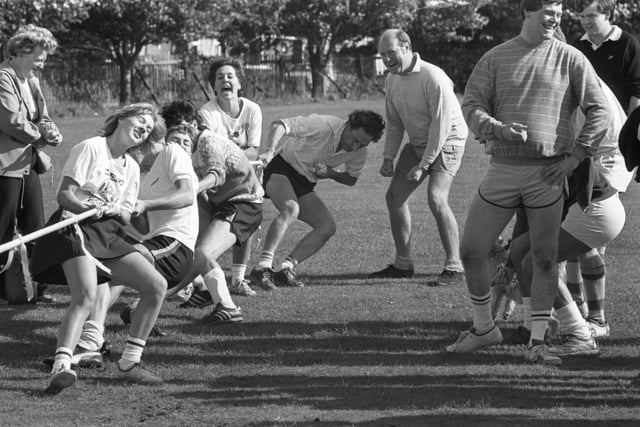 Tug of war during the Wearmouth Deanery Sports fun day which was held in aid of the C of E Children's Society. The fun day was held at the Vaux Sports Ground.