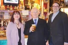 Owner Julie Buckley with former mayor Peter Davies and manager Marc Jones in 2013.