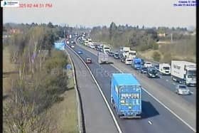 Huge tailbacks and delays on the M18 at Doncaster following a road traffic collision this afternoon.