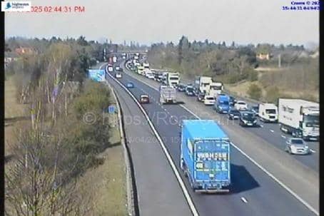 Huge tailbacks and delays on the M18 at Doncaster following a road traffic collision this afternoon.