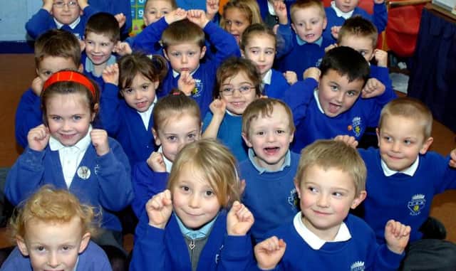 Rossington Tornedale Infant School in 2007 - pupils celebrating an Ofsted report.