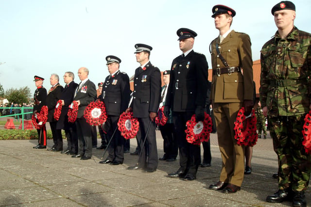 Remembrance service at the Civic Centre in 2006, Tony Egginton second left and Alan Meale third left