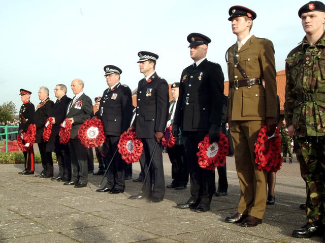 Remembrance service at the Civic Centre in 2006, Tony Egginton second left and Alan Meale third left