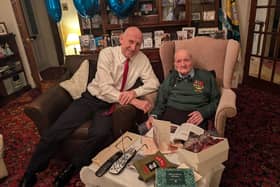 John Healey MP and birthday boy Fred Adamson.