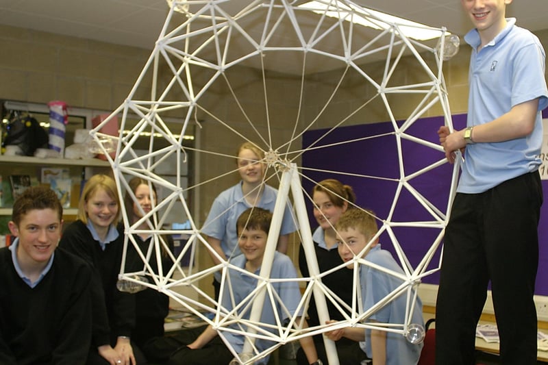 The winning team of young engineers who won a competition at Lady Manners school to build a minature London Eye