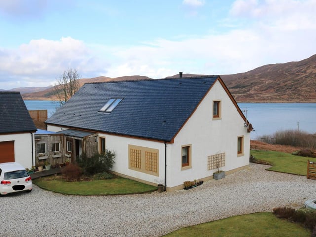 Ebbtide is an exceptional four bedroom detached modern property in the village of Dunan, in a spectacular setting overlooking the shores of Loch na Cairidh. The property occupies a stunning position where superb uninterrupted views towards the Isles of Scalpay and Raasay are afforded. Also features a fully enclosed garden and private driveway. Currently on sale for 362,500 GBP via Isle of Skye Estate Agency.