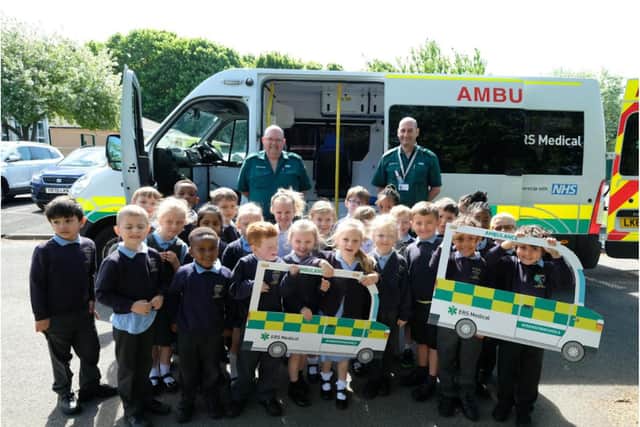 An ambulance crew visited Doncaster's St Peter's Catholic Primary School. (Photo: Dean Atkins).