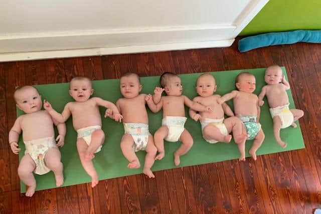 Babies at a massage class before Covid-19.