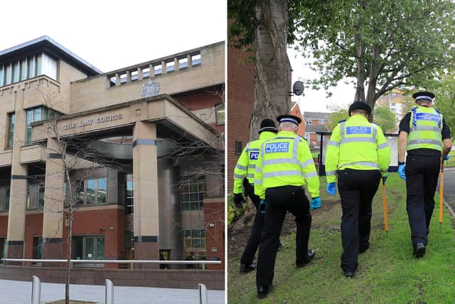 A tragic drug-addict has been sentenced at Sheffield Crown Court, pictured, after he started dealing cocaine to fund his own habit and drug-debt.