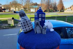 The Doctor Who post box topper in Kirk Sandall.