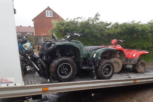 Quad bike seized by South Yorkshire Police.