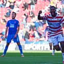 Reo Griffiths celebrates a Doncaster Rovers goal last season.