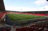 DONCASTER, ENGLAND - MARCH 25: A general view of the Eco-Power Stadium during the Sky Bet League Two between Doncaster Rovers and Northampton Town at Eco-Power Stadium on March 25, 2023 in Doncaster, England. (Photo by Pete Norton/Getty Images)