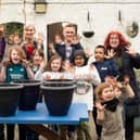 Award-winning children’s author Lauren Child visiting a school who applied for free Woodland Trust trees. Credit: Woodland Trust