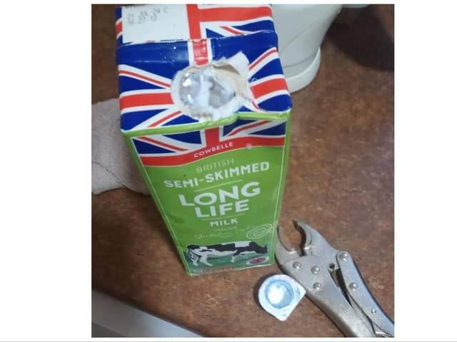 An upset Doncaster shopper says he was forced to use a mole wrench to open a carton of Aldi milk.