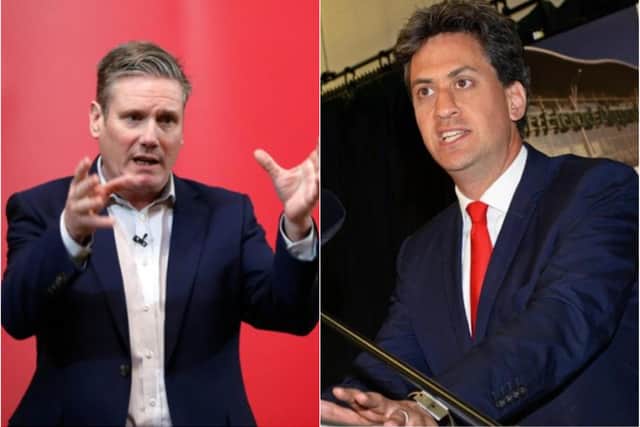 Ed Miliband (right) is more popular than Keir Starmer according to a survey.