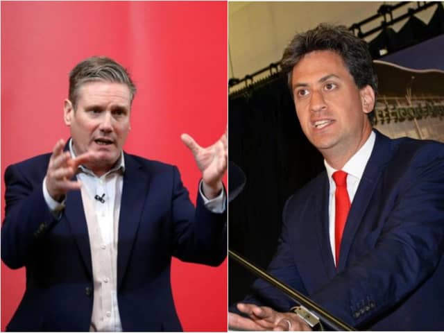 Ed Miliband (right) is more popular than Keir Starmer according to a survey.