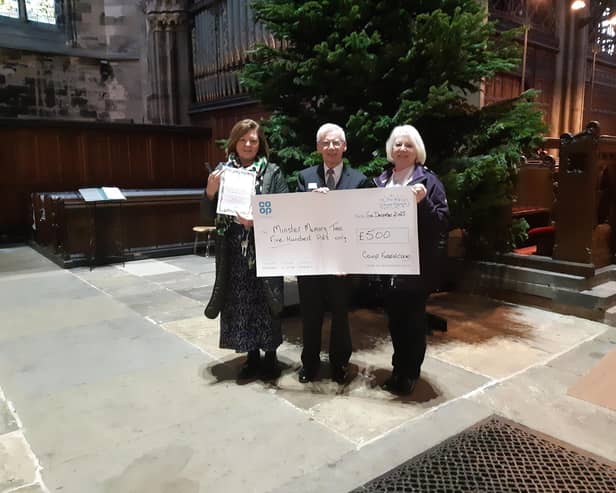 The tree has been installed at Doncaster Minster ahead of a concert by the Wheatsheaf Singers.