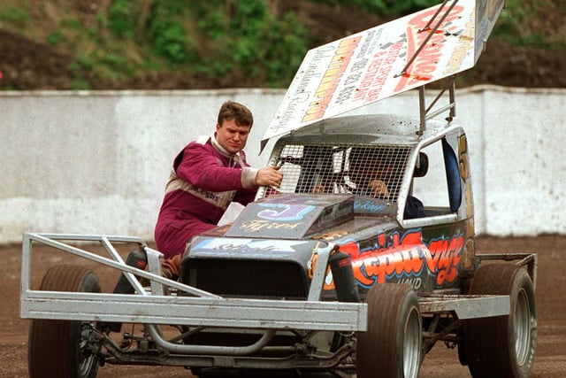 Stock Car racing was Under Starters Orders again at Owlerton Stadium in 1998, and The Star's Driving Correspondent Adrian Taylor fitted into a car to try it out,with the help of Driver Frankie Wainman
