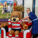 Donnie Dog is pictured with Sam Butcher, Care Group Nurse Director at RDaSH.