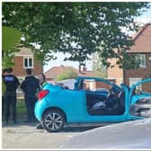 A woman had to be cut free from the wreckage of her car after the smash on Thorne Road.