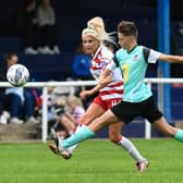 Belles' Sophie Scargill plays a ball into the box.