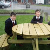 Pupils at Doncaster School for the Deaf enjoy the new benches
