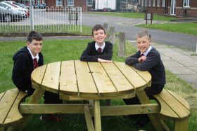 Pupils at Doncaster School for the Deaf enjoy the new benches