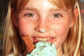 Charlotte Beasley, aged seven from Conisbrough. Tucking into an icecream in the Frenchgate centre in 1998.