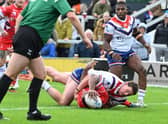 Jason Tali scores for the Dons. Picture: Howard Roe/AHPIX.com