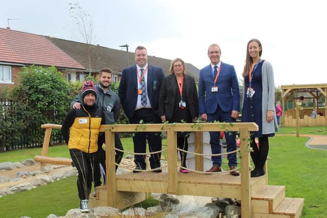 Officials at the opening of the new outdoor play area at Sandringham Primary School.