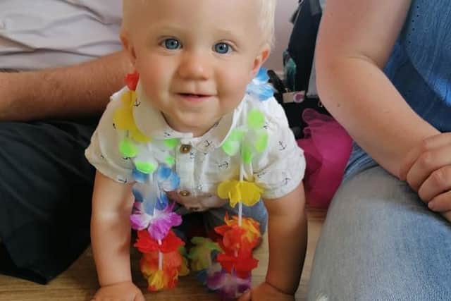 Feisty George Clarking celebrates his first birthday just a year after he had open heart surgery.