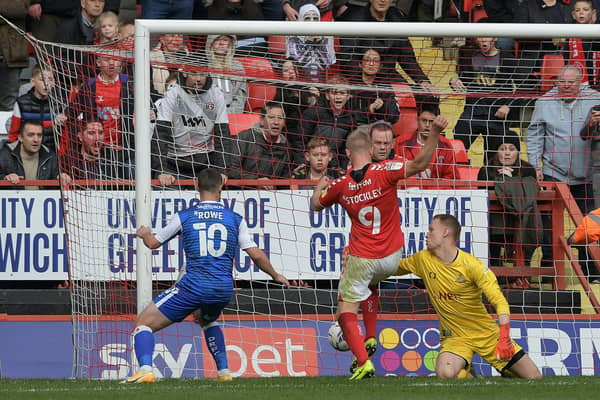 Jayden Stockley turns in following Pontus Dahlberg's mistake. Picture: Howard Roe/AHPIX