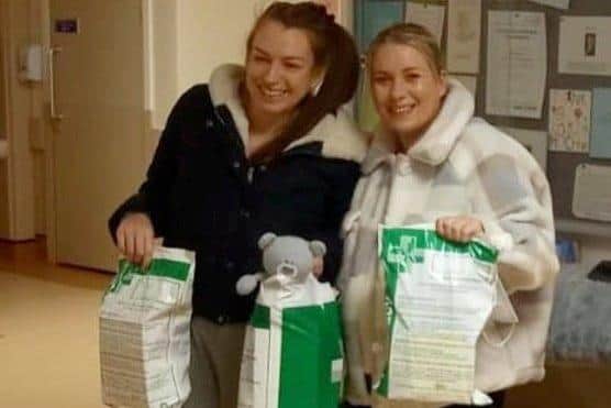 Ann Gath (left) and Nicola Hinds (right) being discharged from hospital together with their medication. Photo: SWNS