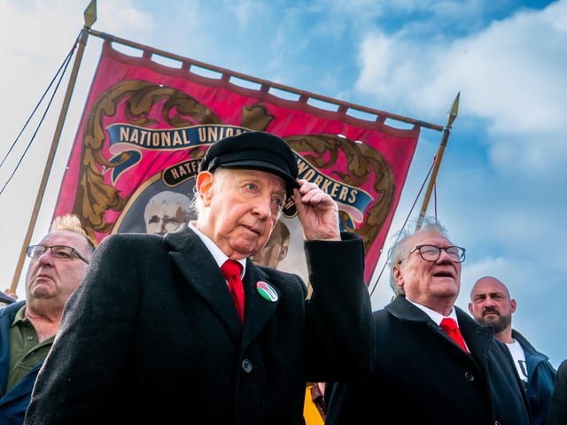 Arthur Scargill, 86, led the parade to mark the 40th anniversary of the Miners' Strike.