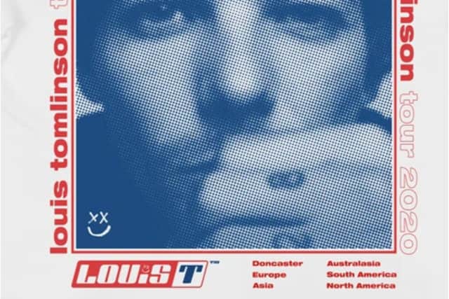 Louis Tomlinson's tour t-shirt lists Doncaster as a continent.
