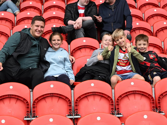 Doncaster Rovers fans watch the win over Gillingham.
