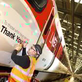 LNER Azuma (800 103) proudly displaying ‘Thank You to those who have served’ at Doncaster works.
800 103 is a 9-coach bi-mode Azuma train. It was introduced into service with the special remembrance design from Saturday 5th November 2022.
