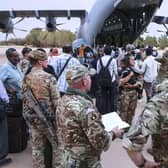 The evacuation of British Nationals onto an awaiting RAF aircraft at Wadi Seidna Air Base in Khartoum, Sudan at the weekend.