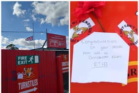 A 'congratulations on your death' note was left by angry Doncaster Rovers fans following the passing of Ken Richardson.