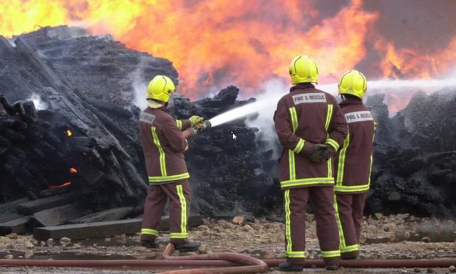 File picture shows firefighters in action in Doncaster