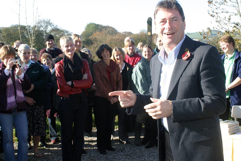 Celebrity gardener Alan Titchmarsh opens the new school garden at Great Hucklow Primary