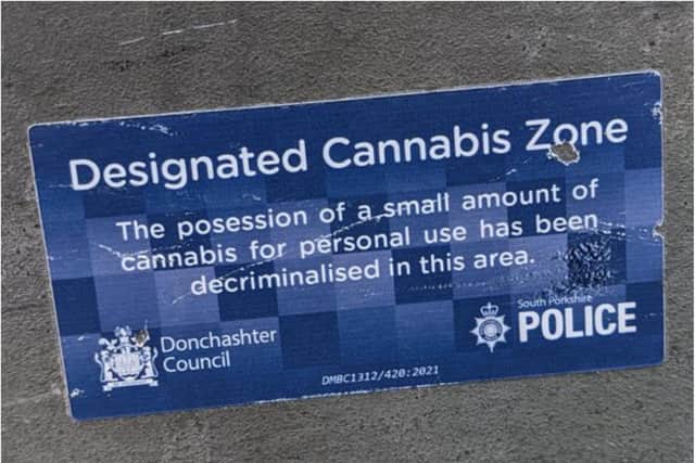 The spoof sign appears to have the backing of Doncaster Council and South Yorkshire Police - but closer inspection reveals the sticker to be fake.