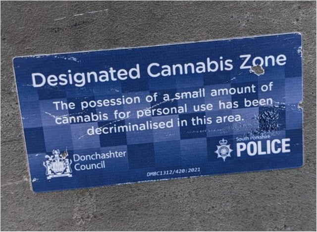 The spoof sign appears to have the backing of Doncaster Council and South Yorkshire Police - but closer inspection reveals the sticker to be fake.