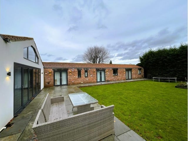 A view of the screened lawned garden.